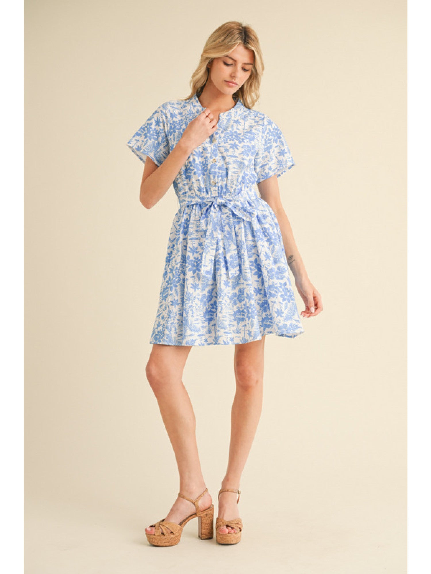 Blue Belted Dress