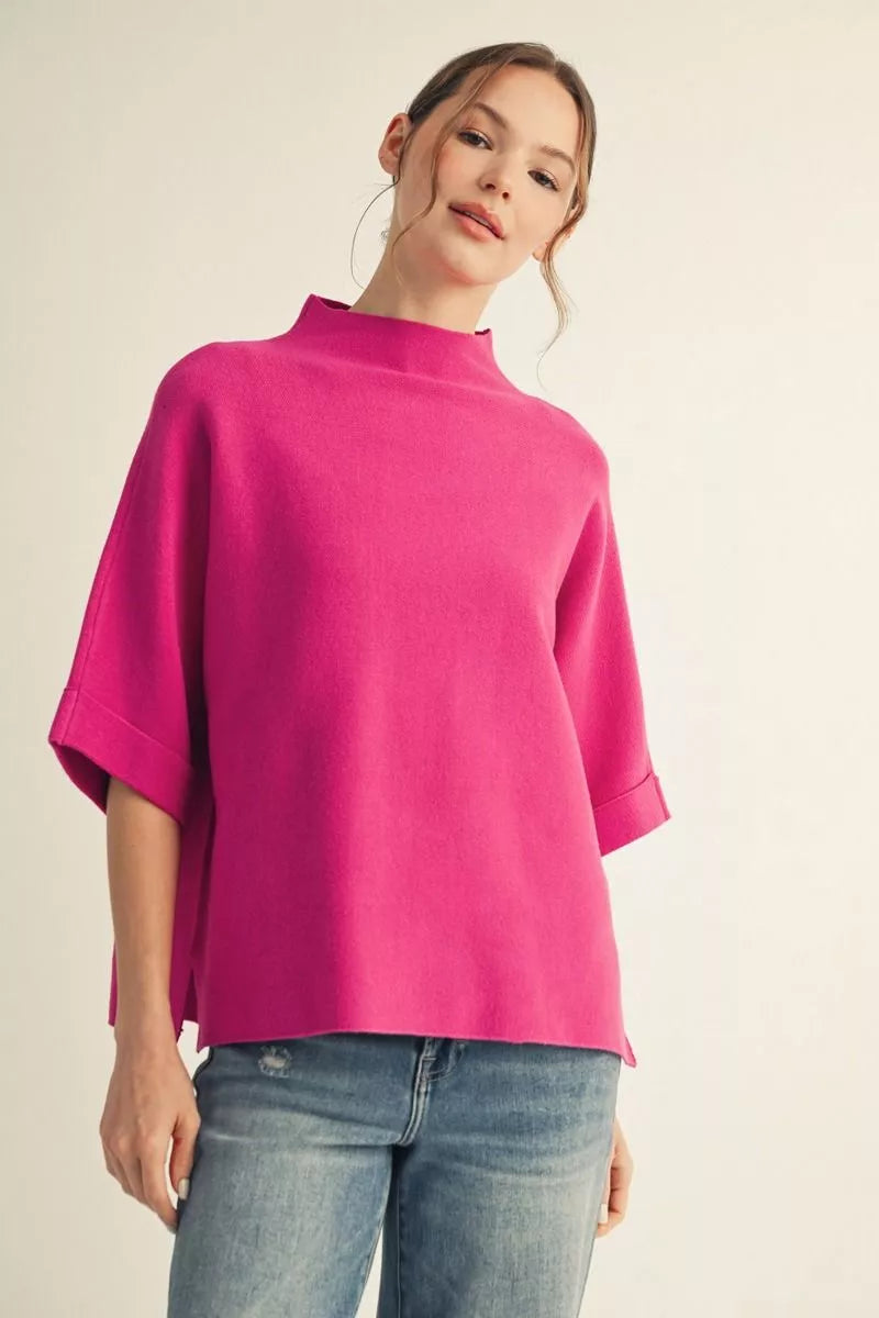 Magenta Mock Sweater Top