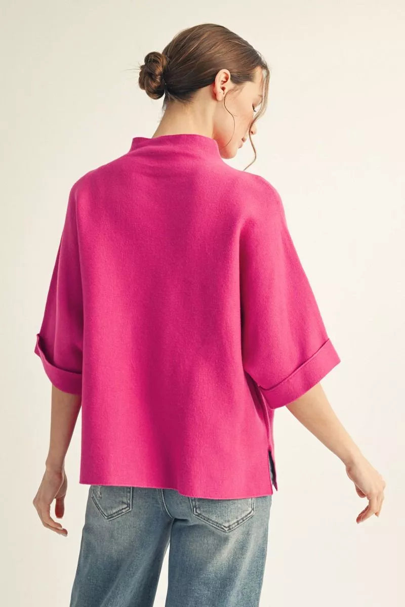 Magenta Mock Sweater Top