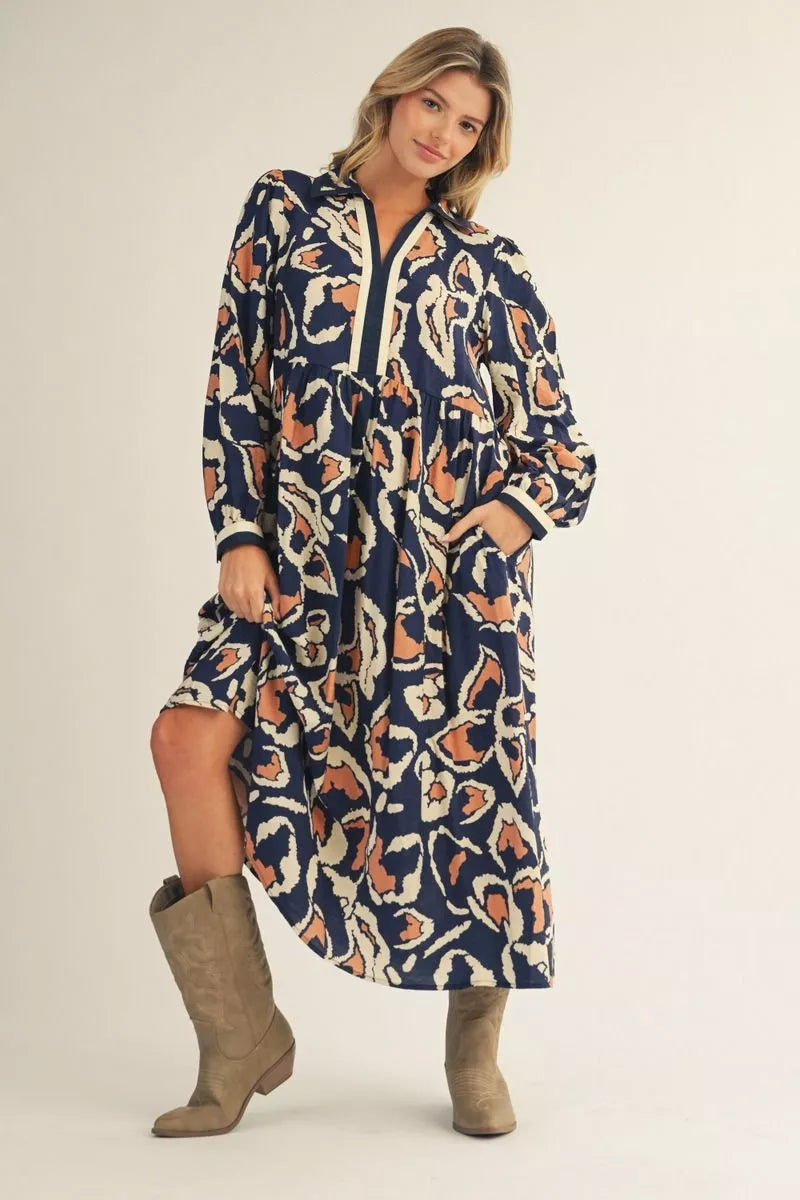 Navy/Burnt Orange Dress – Southern Gyp Boutique