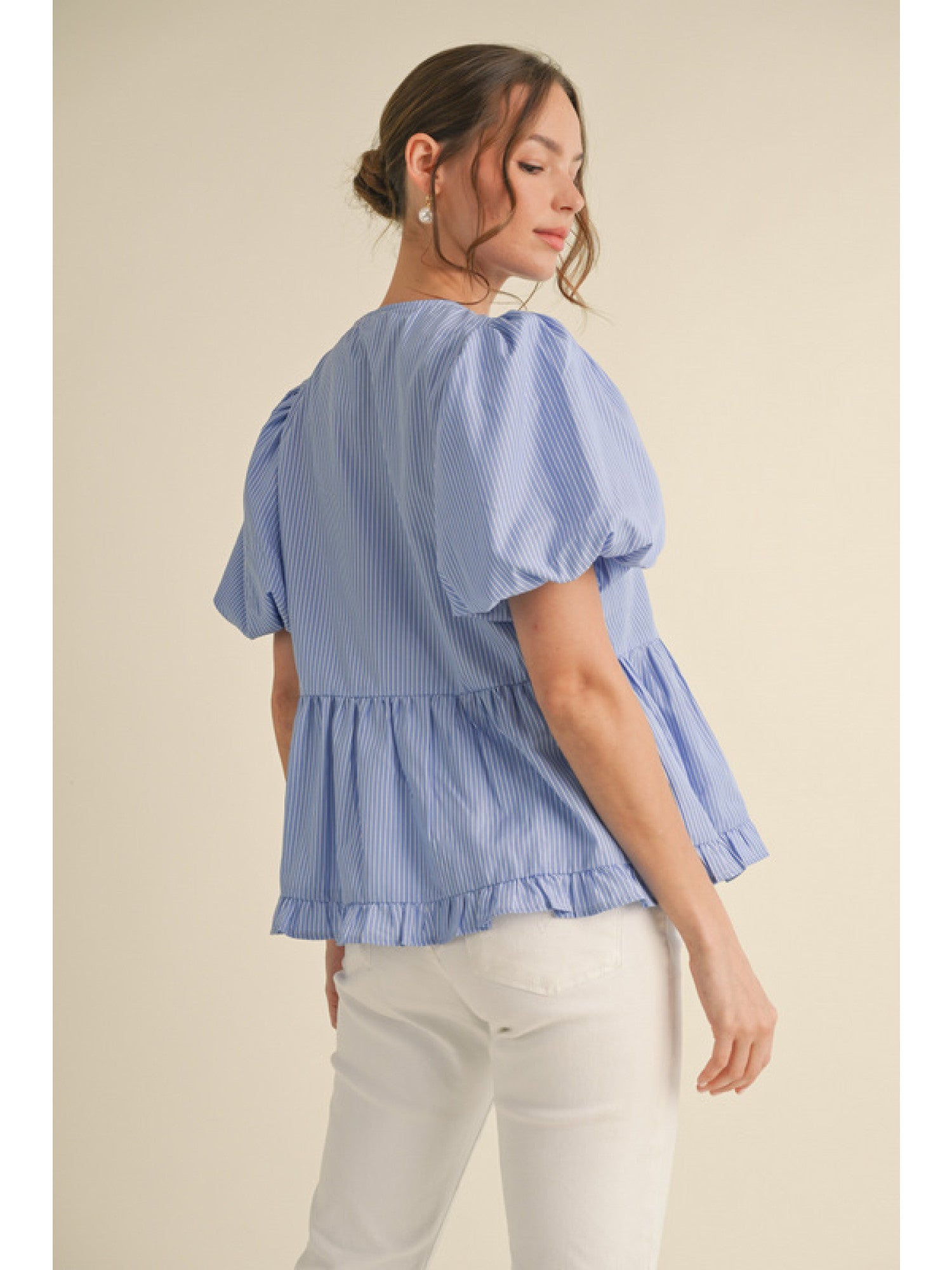 Stripe Bow Peplum Top