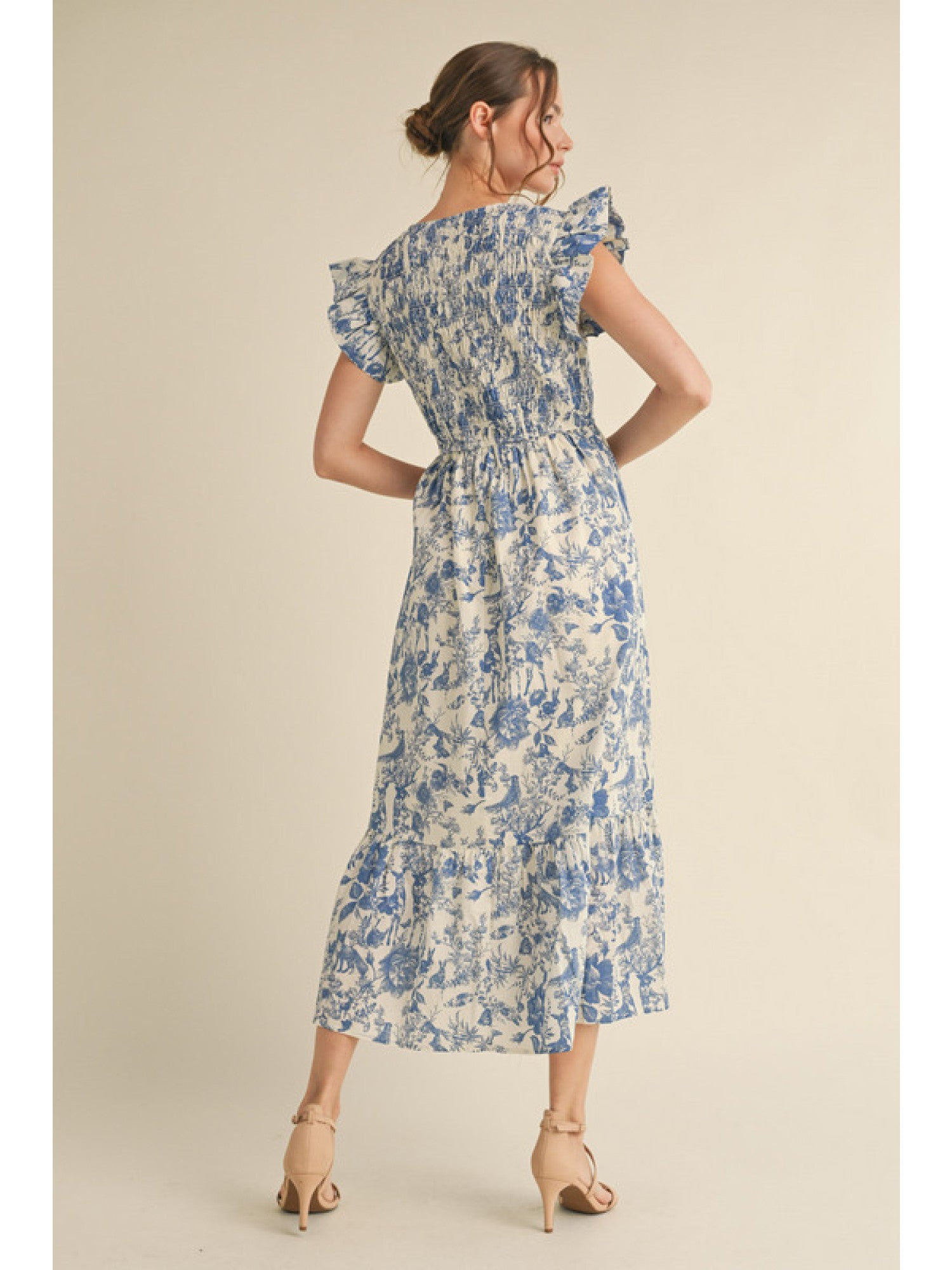 Blue Floral Midi Dress