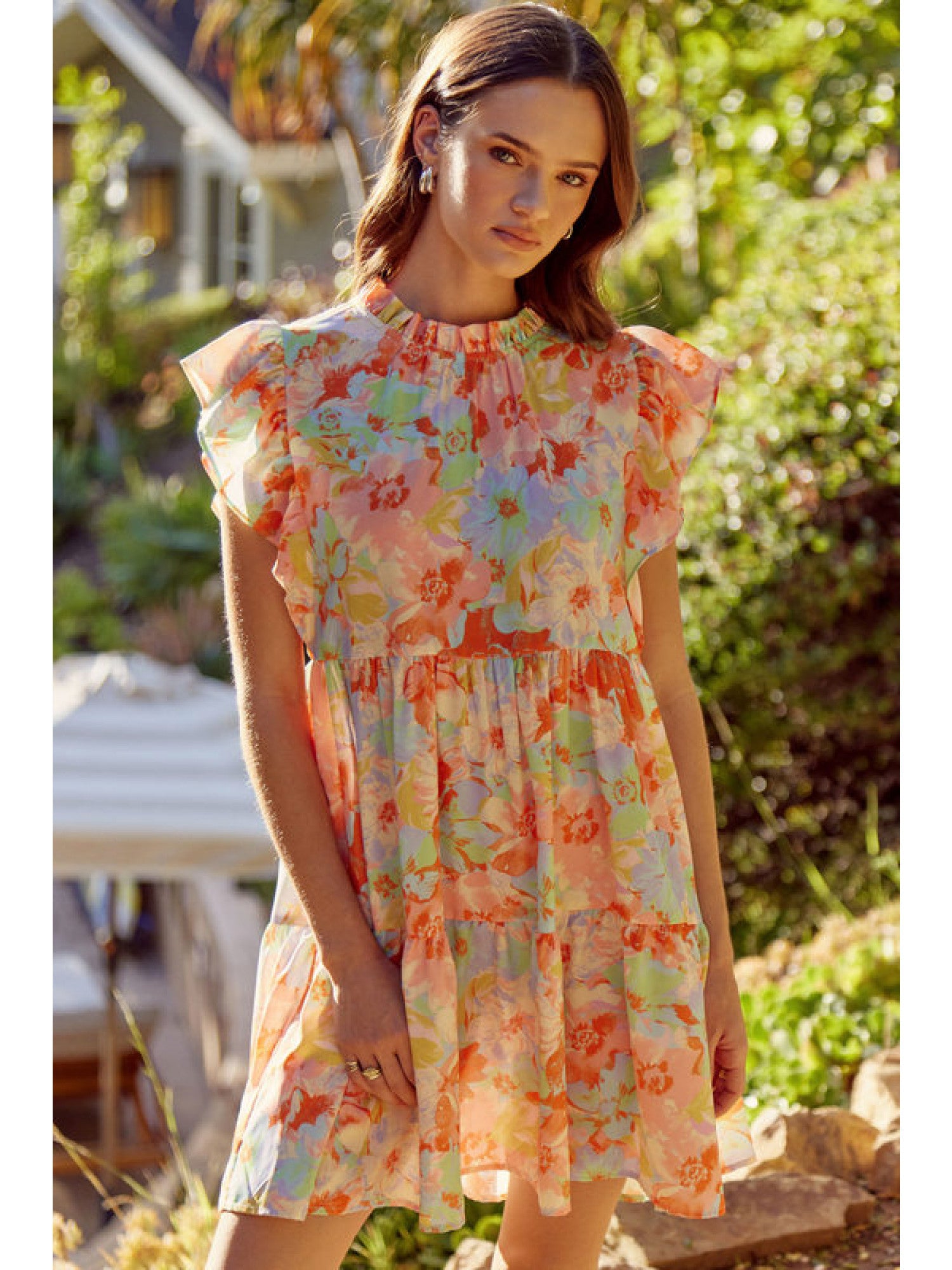 Orange Mix Floral Dress