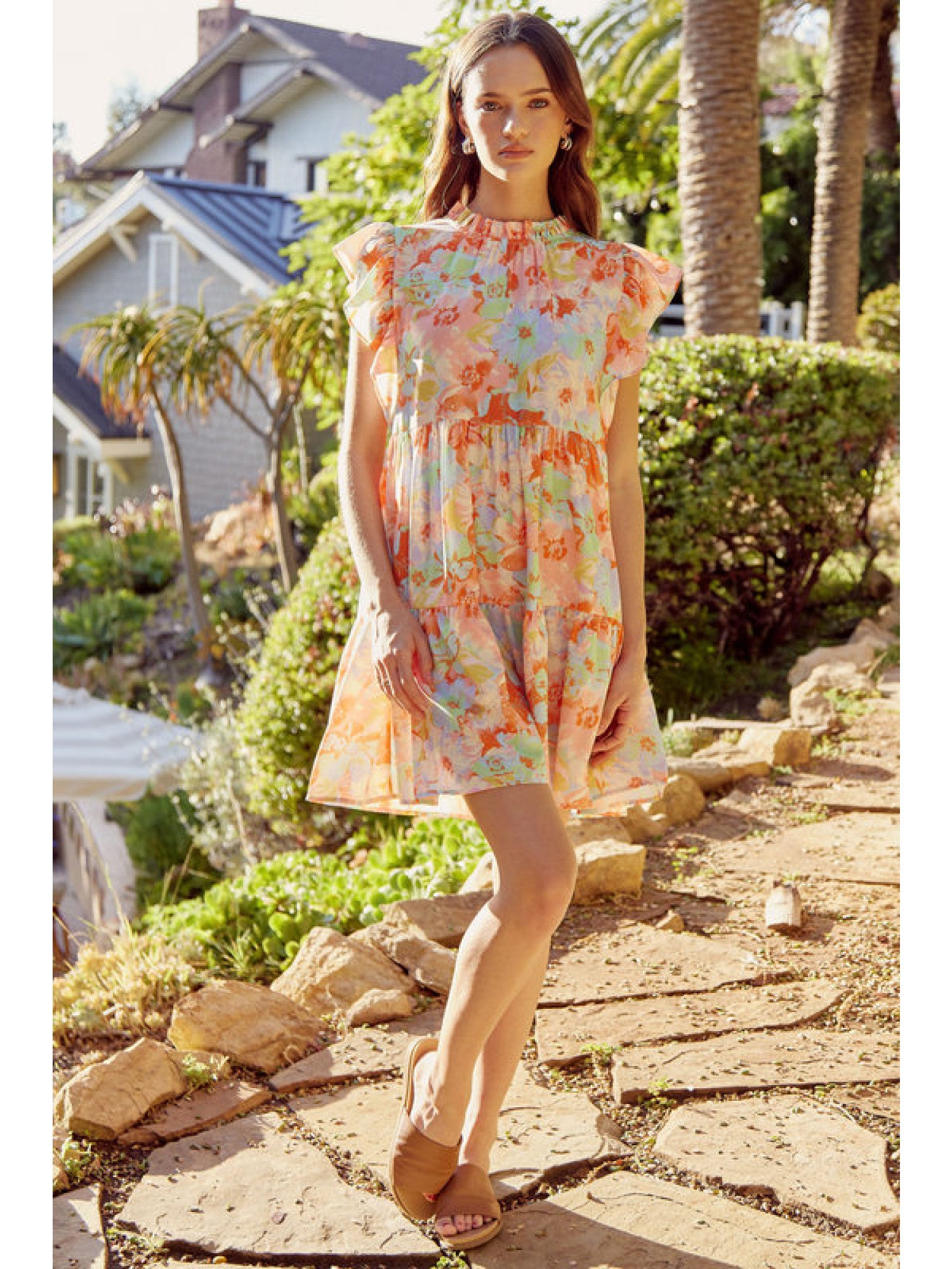 Orange Mix Floral Dress