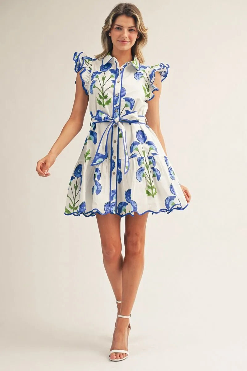 White Floral Tie Dress