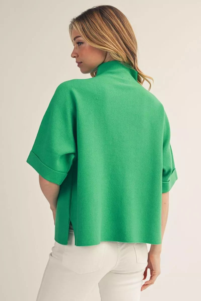 Mock Neck Soft Sweater Top