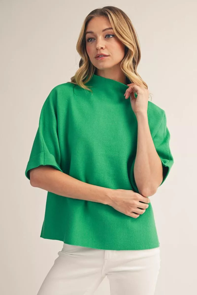 Mock Neck Soft Sweater Top
