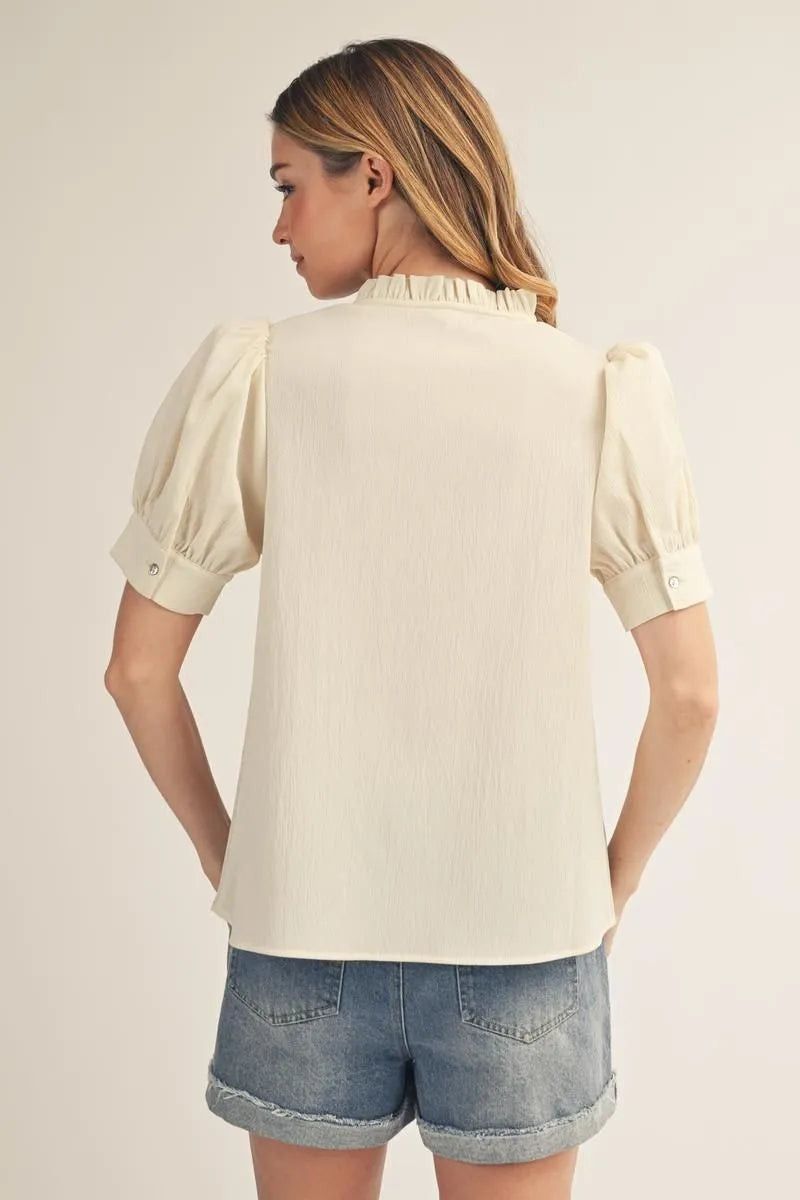 Puff Sleeve Crinkle Top