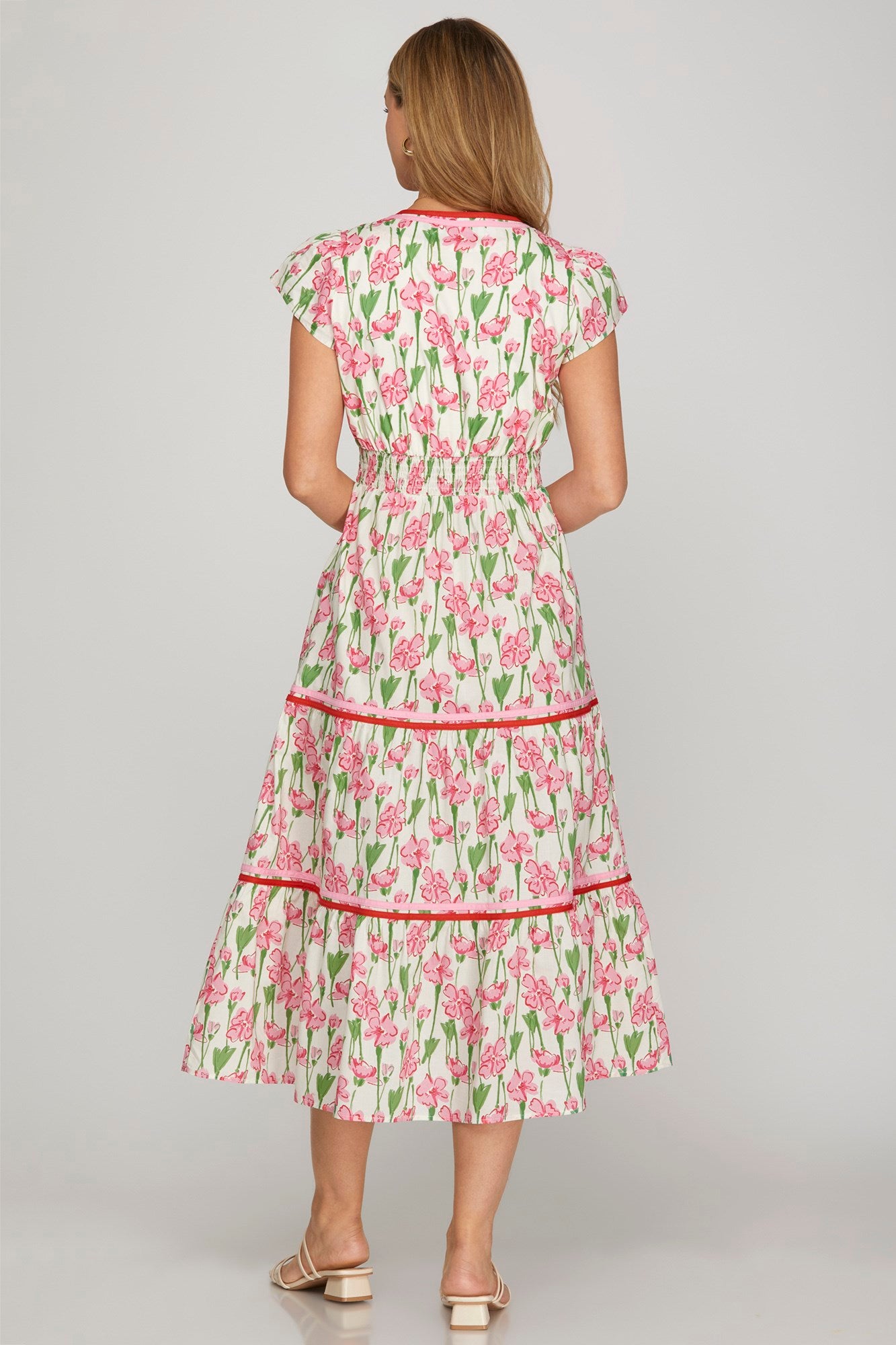 Pink/Green Tiered Dress
