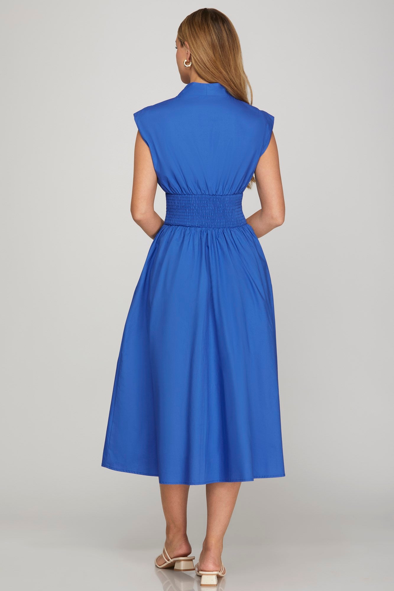Royal Blue Smocked Waist Dress