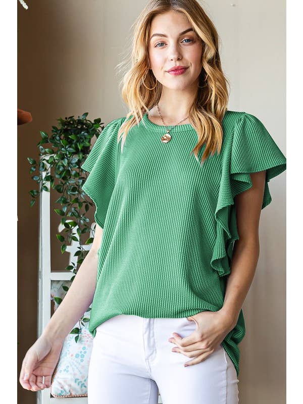 Ruffled Ribbed Top