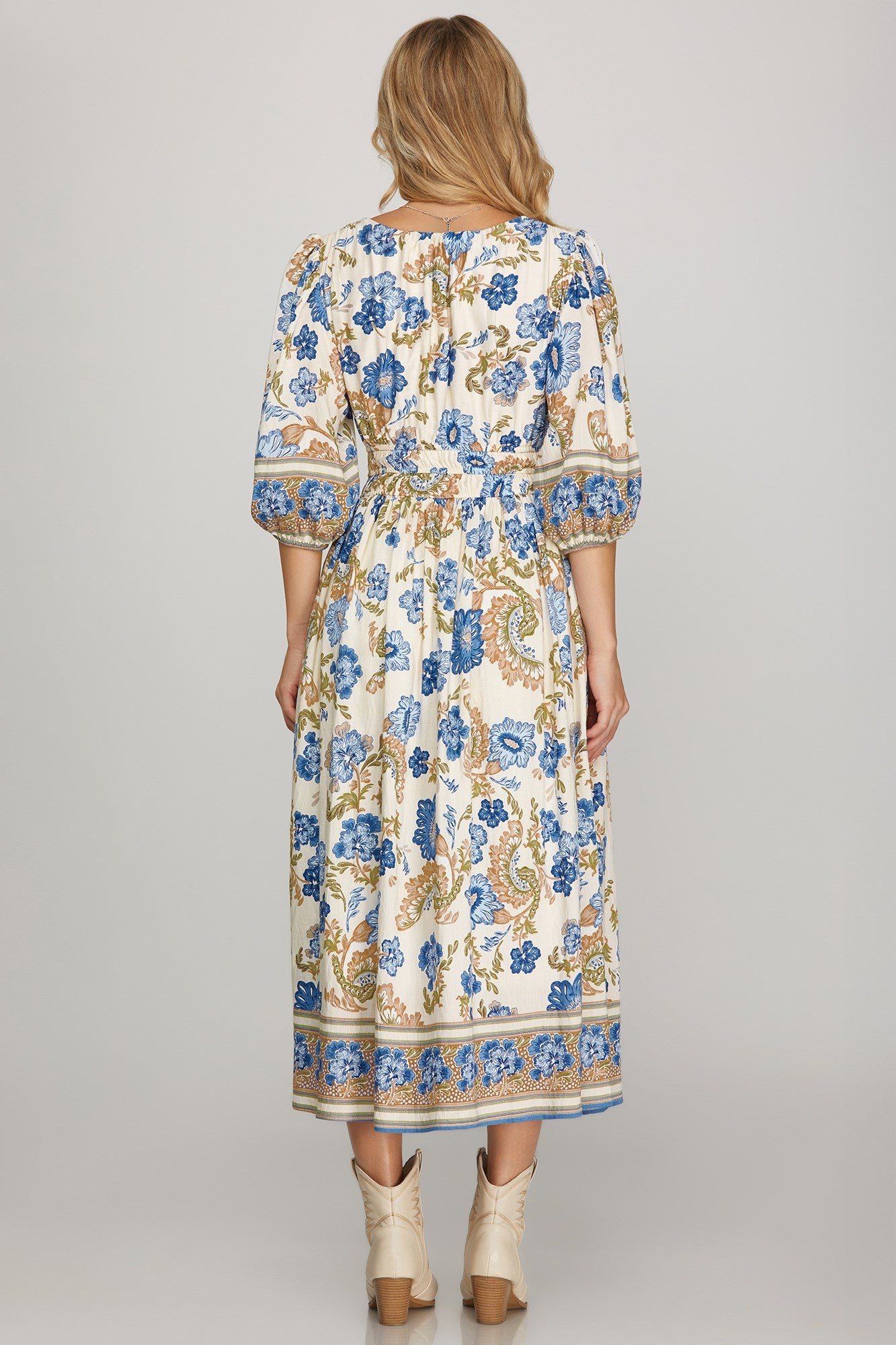 Blue Floral Woven Dress