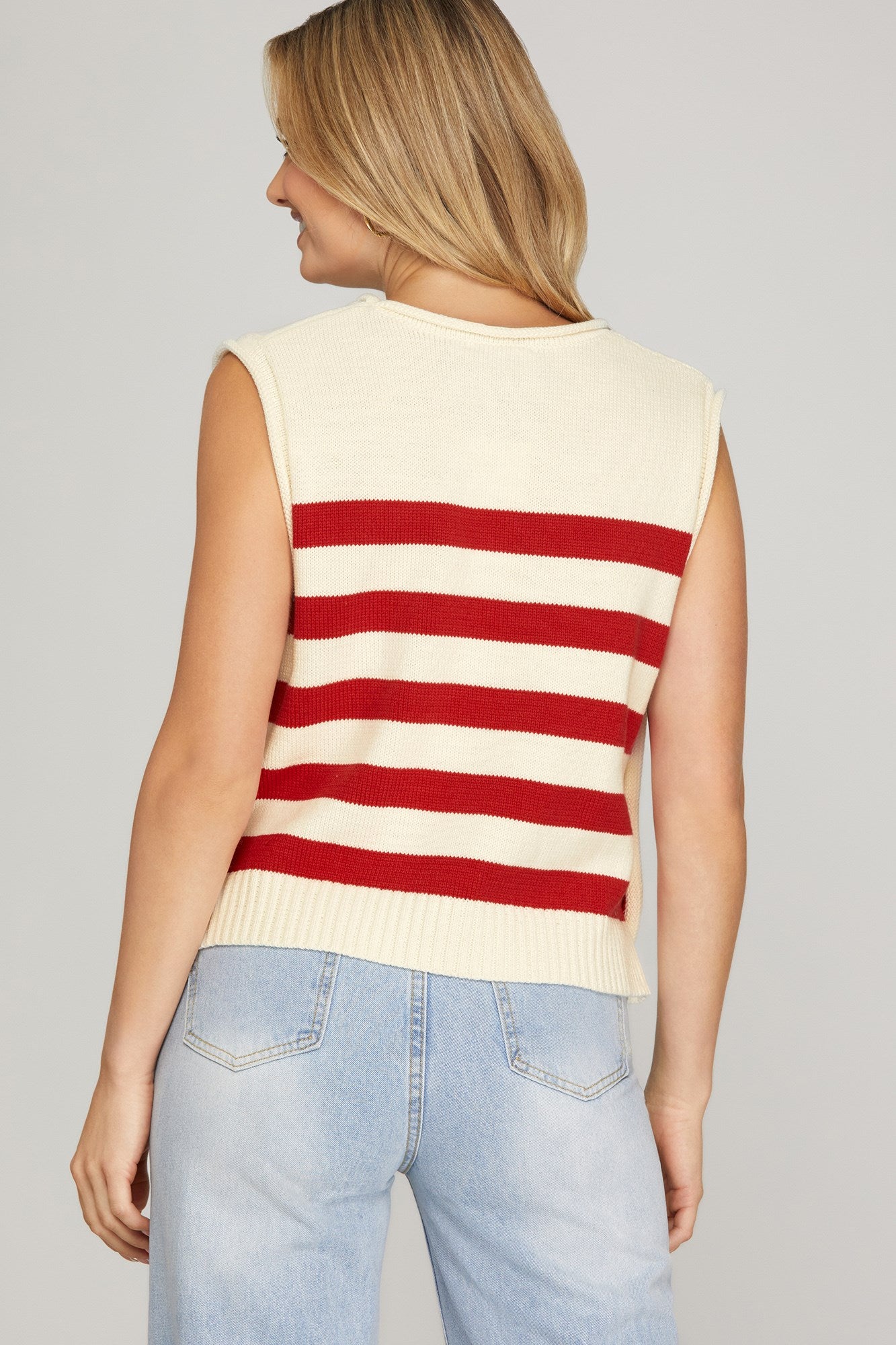 Sleeveless Striped Sweater Top