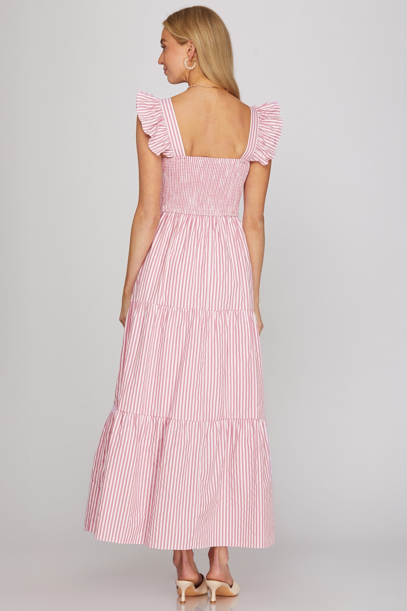 Pink Square Ruffled Dress