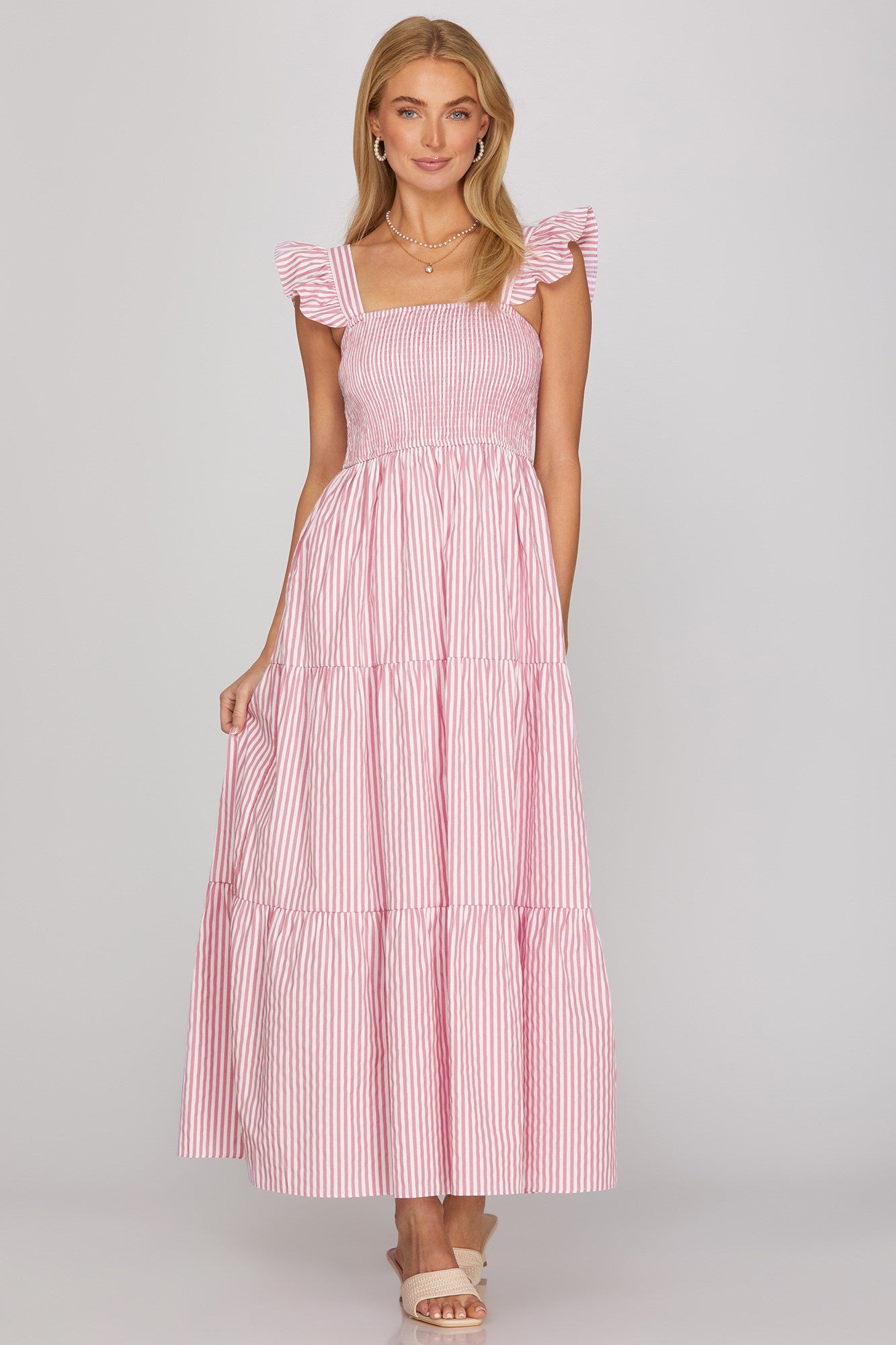 Pink Square Ruffled Dress