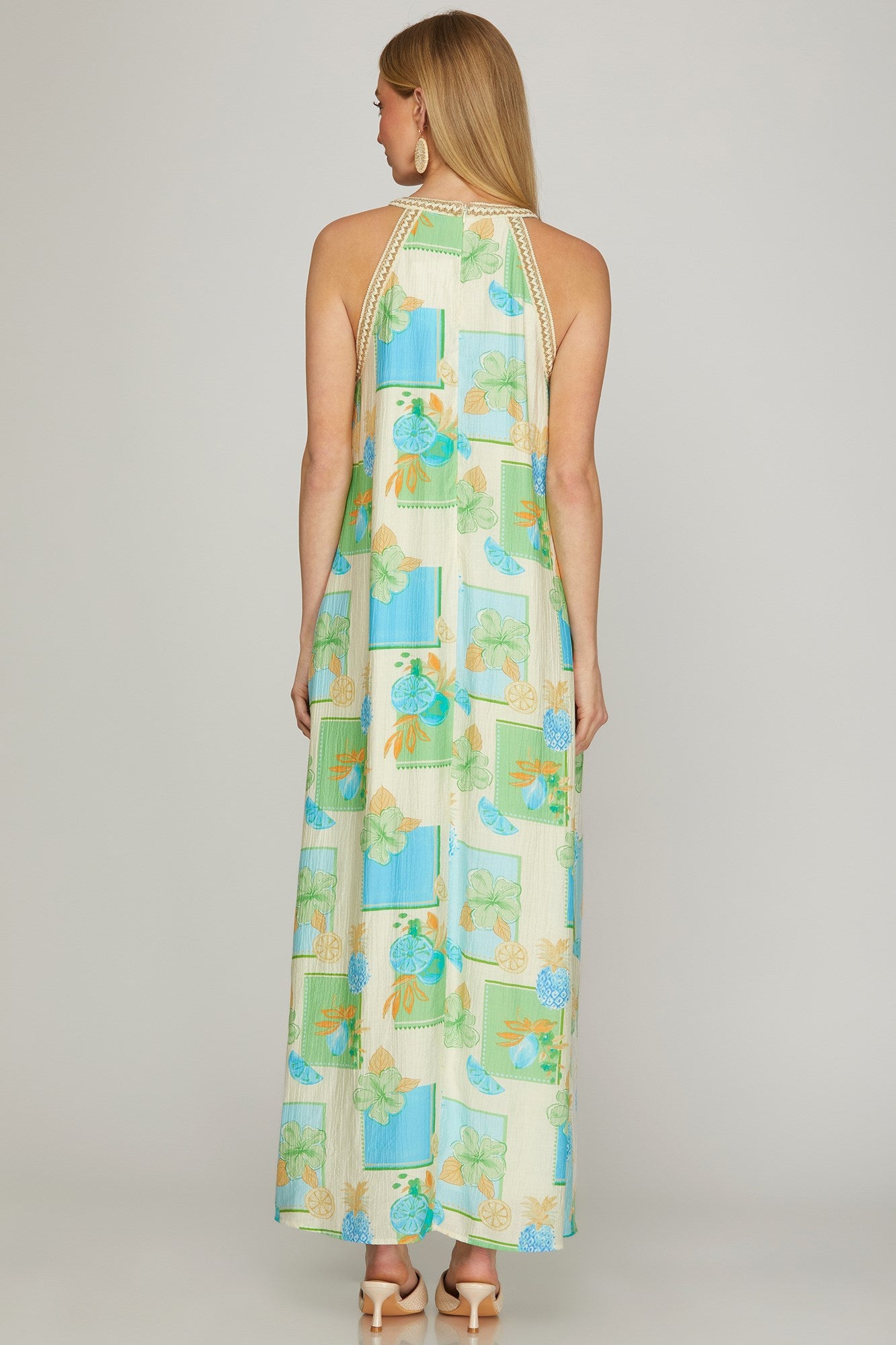 Summer Postcard Halter Dress