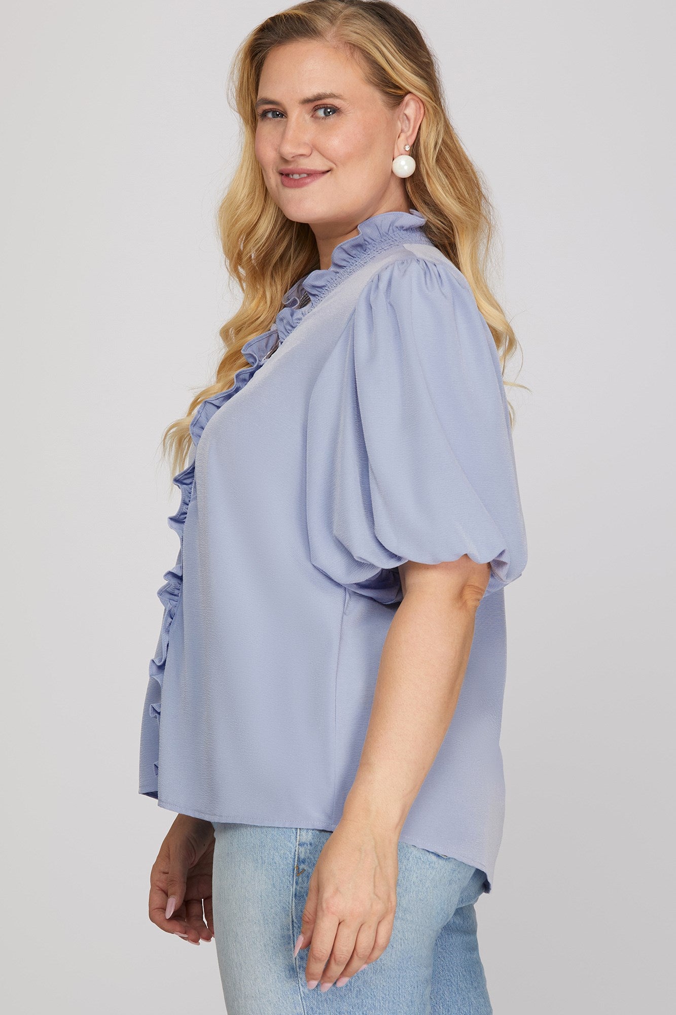 PS Periwinkle Bubble Sleeve Top