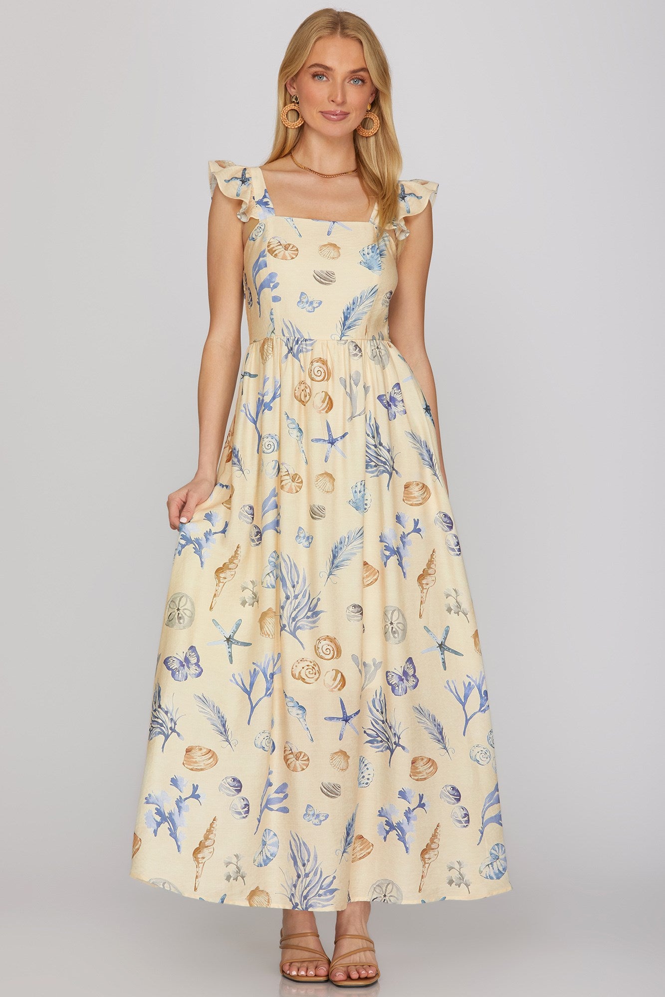 Coastal Flutter Sleeve Dress