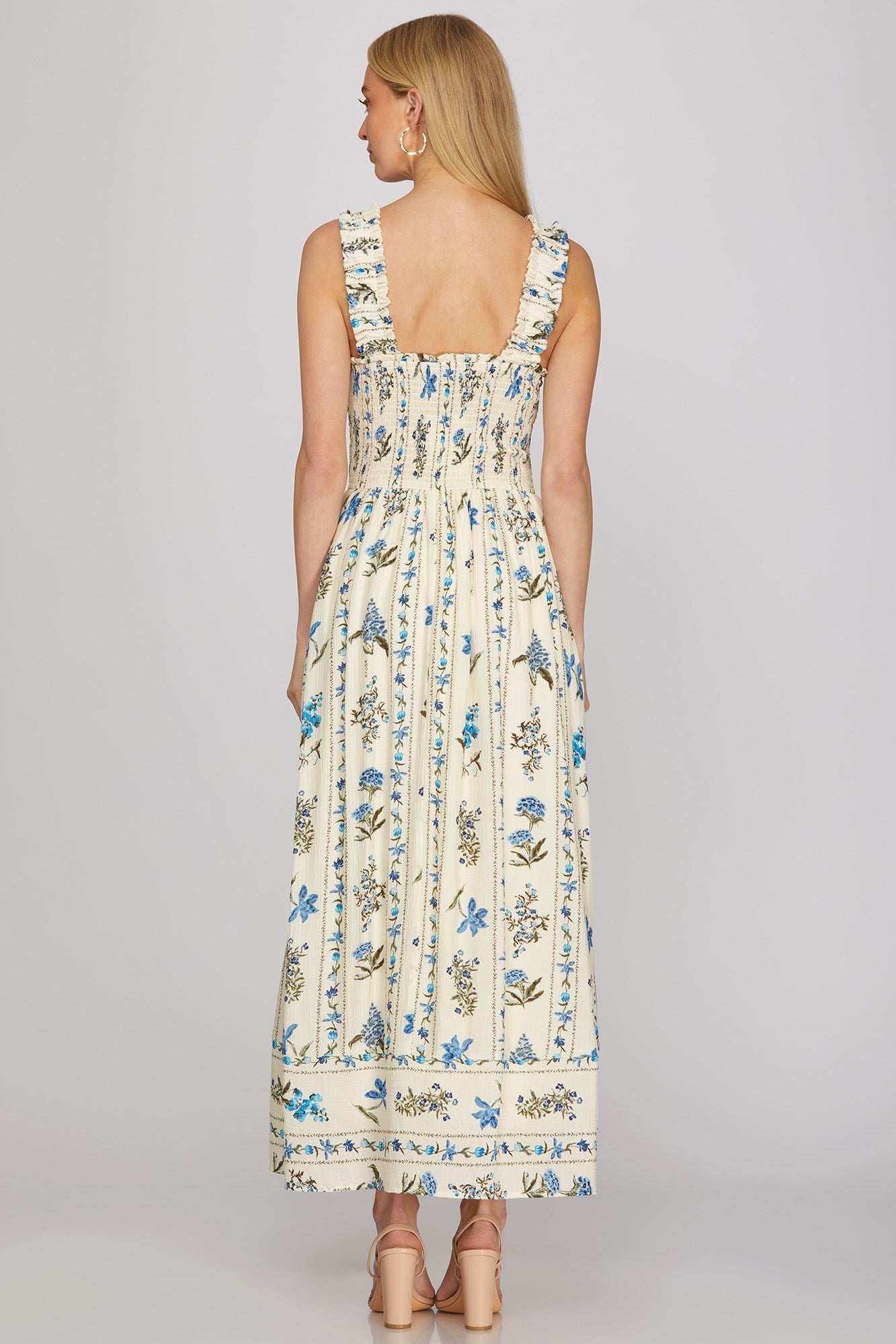 Blue Floral Sleeveless Dress