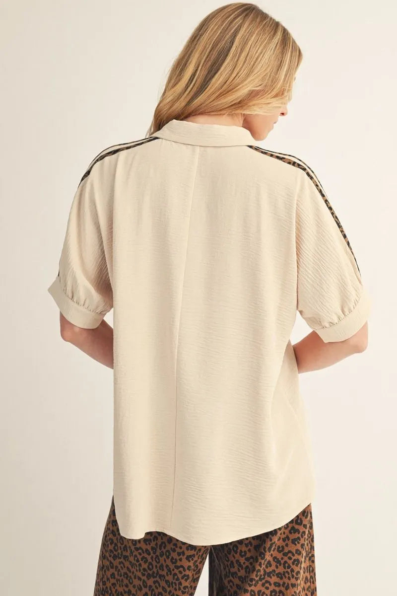 Leopard Striped Sleeve Top