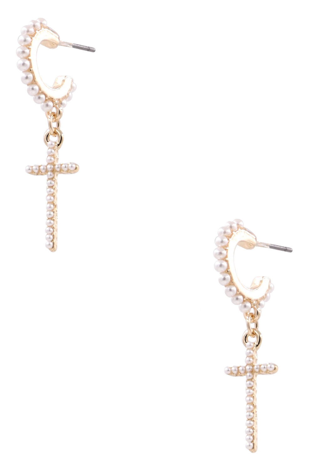 Cross Hoop Drop Earrings