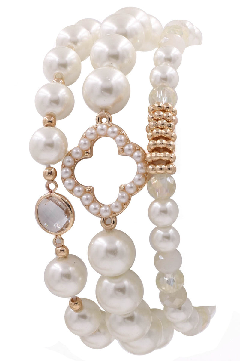Pearl Quatrefoil Bracelet Set
