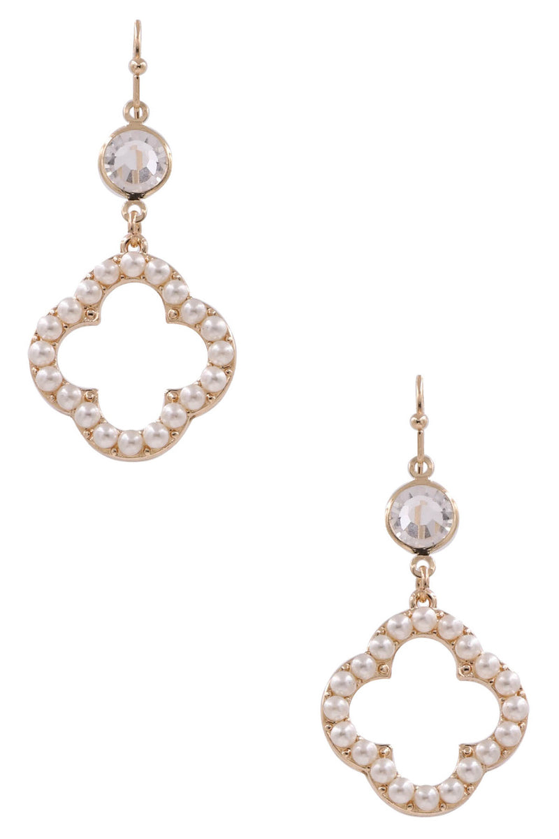 Pearl Quatrefoil Dangle Earrings