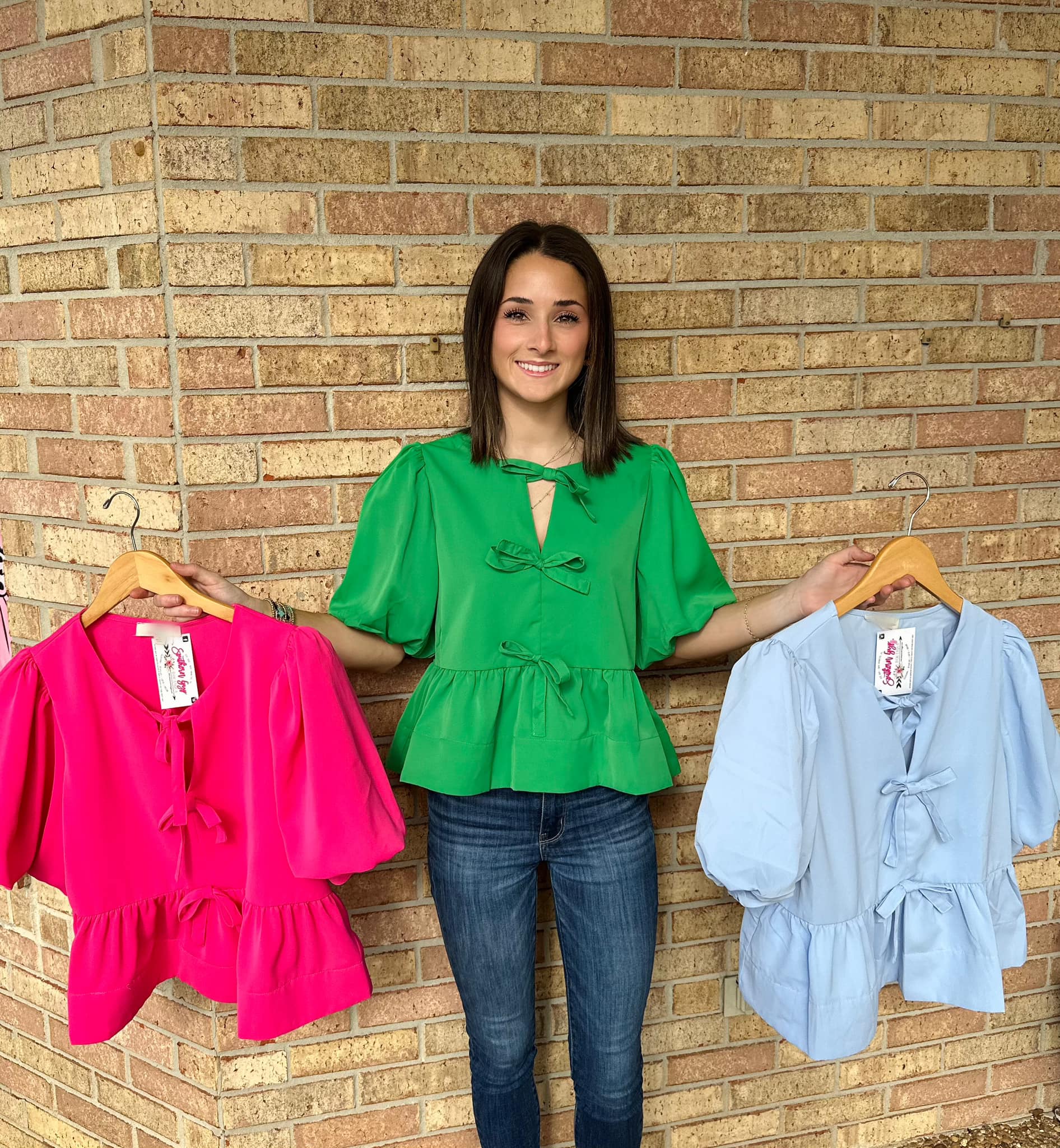 Three Bow Peplum Top