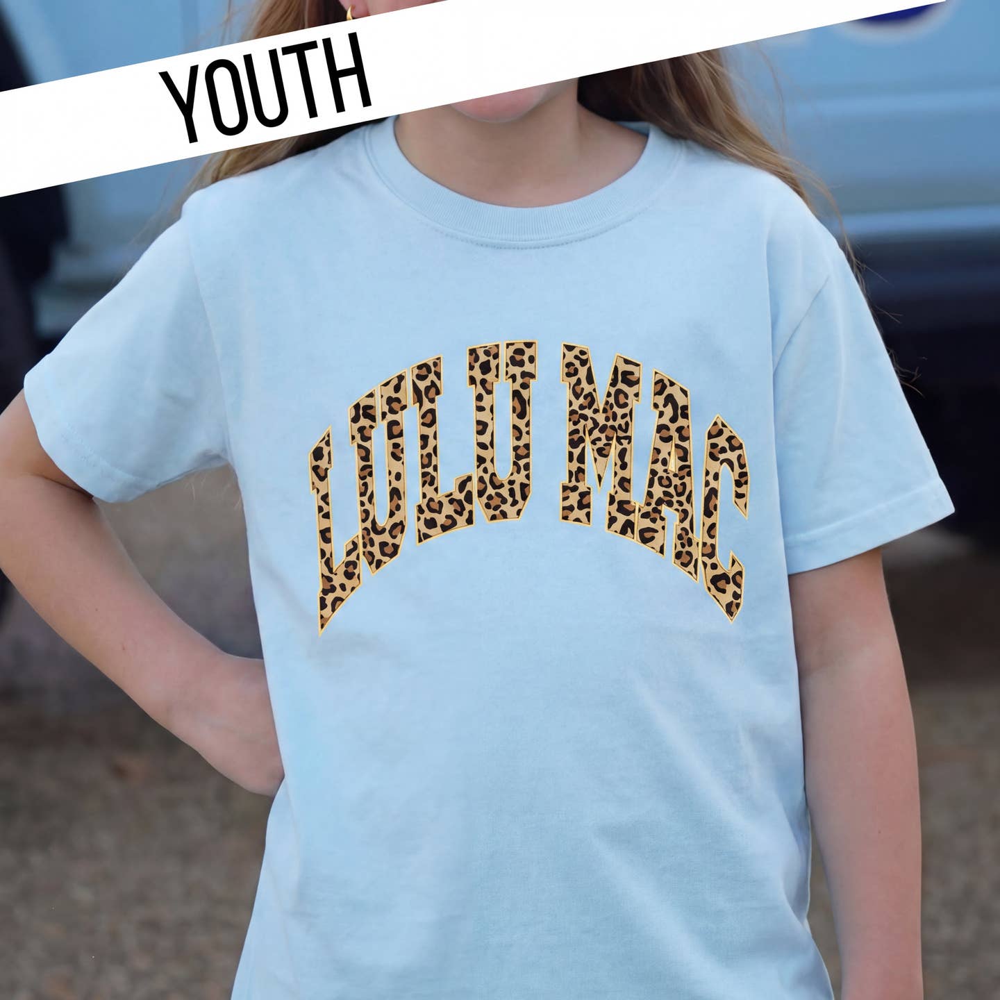 Lulu Mac YTH Chambray Leopard Tee
