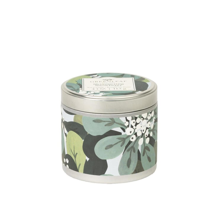 Greenleaf|Shimmering Snowberry Tin Candle
