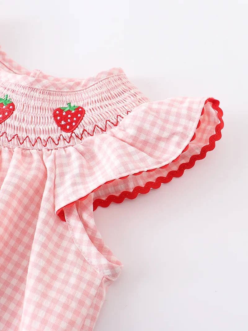 Strawberry Embroidered Smocked Dress