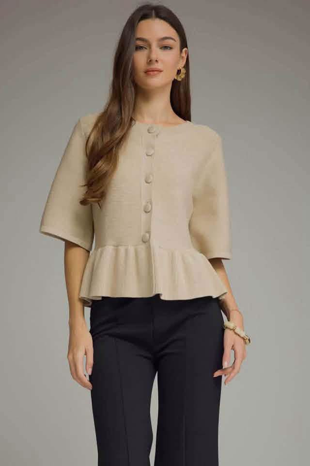 Button Down Peplum Top
