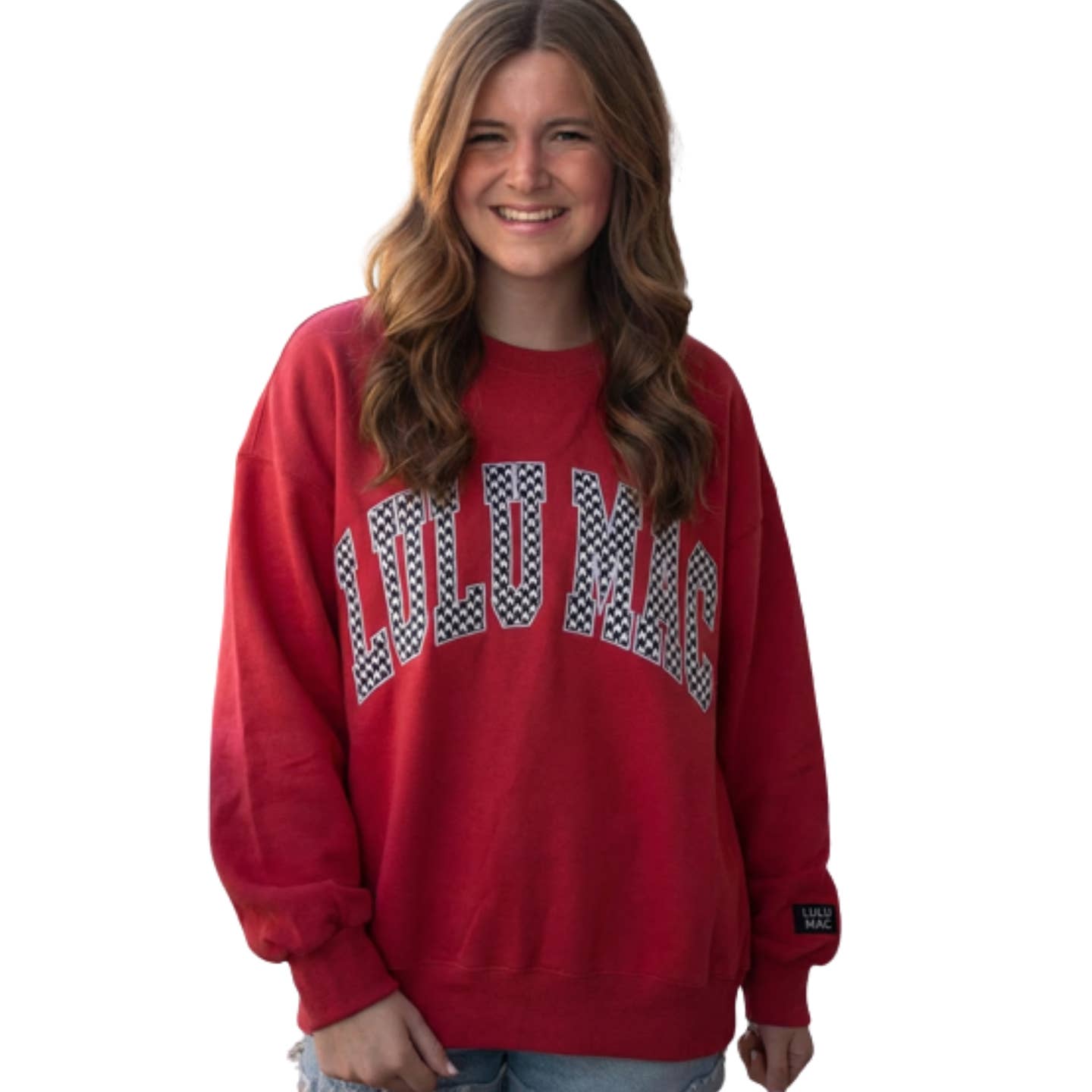 Lulu Mac|Crimson Houndstooth Sweatshirt