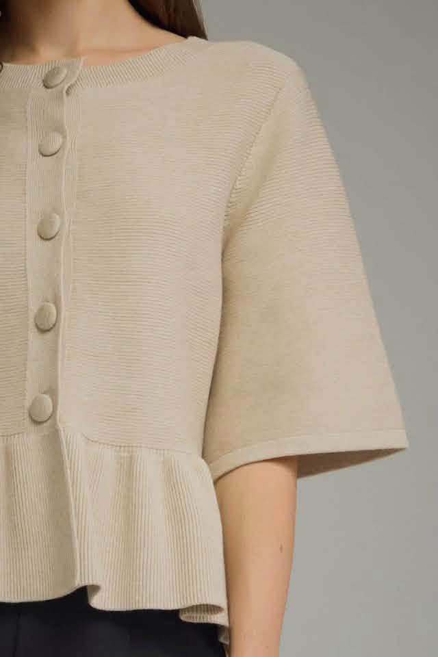 Button Down Peplum Top