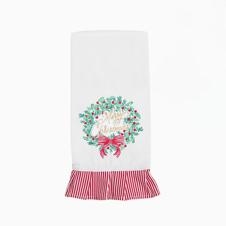 Merry Christmas Wreath Tea Towel