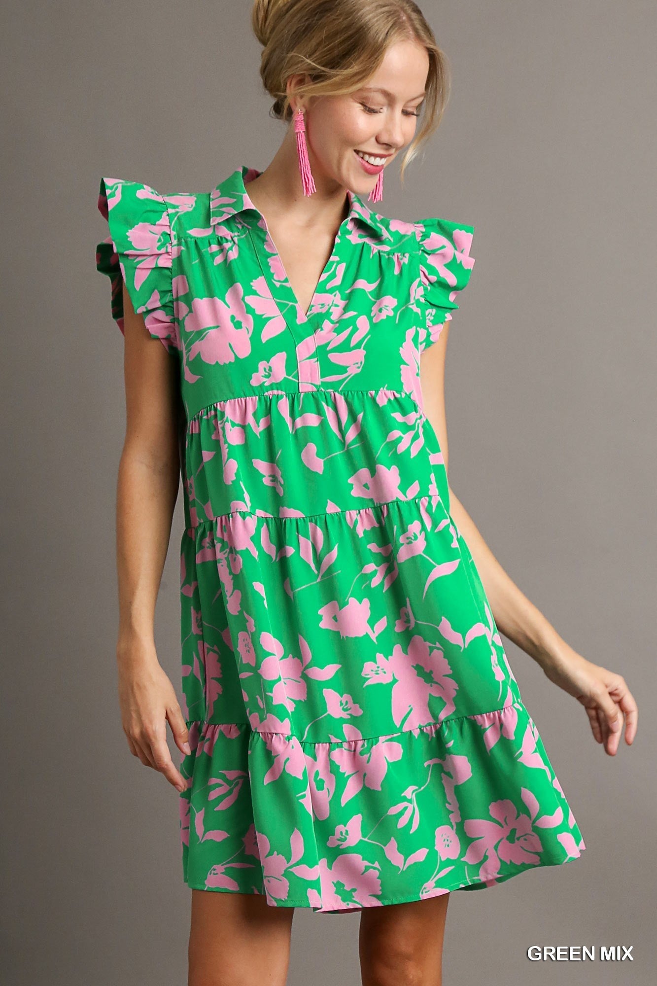 Green Mix Floral Dress