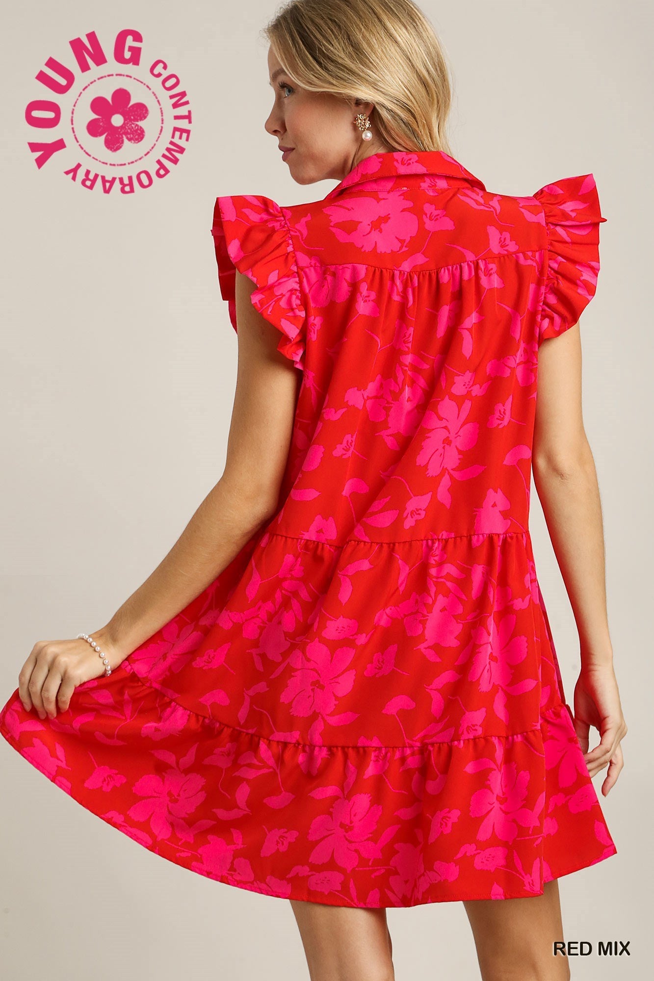 Red Mix Floral Dress