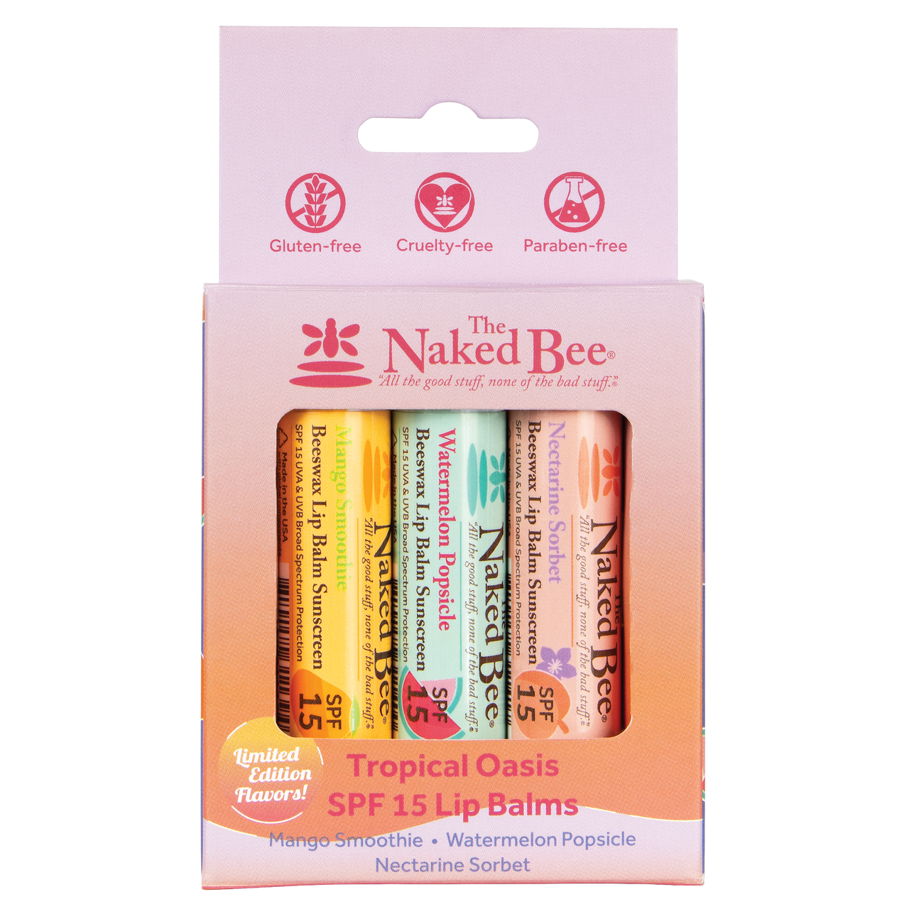 Naked Bee Tropical Oasis Lip Balm Trio
