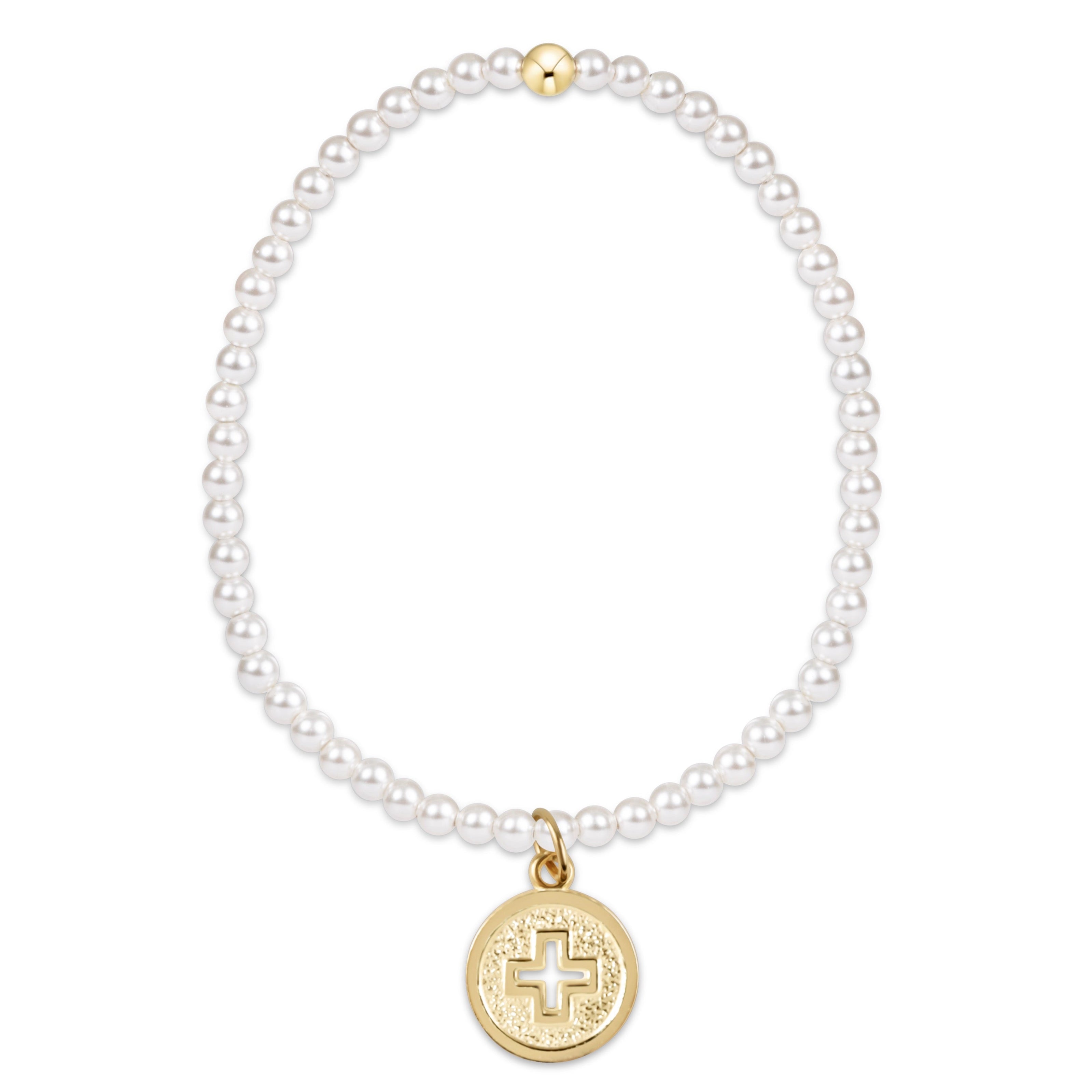 ENewton|Pearl Sign. Cross Disc Bracelet