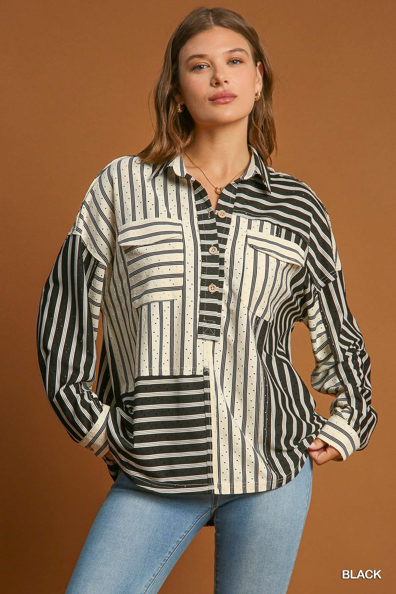 Striped Collared Top
