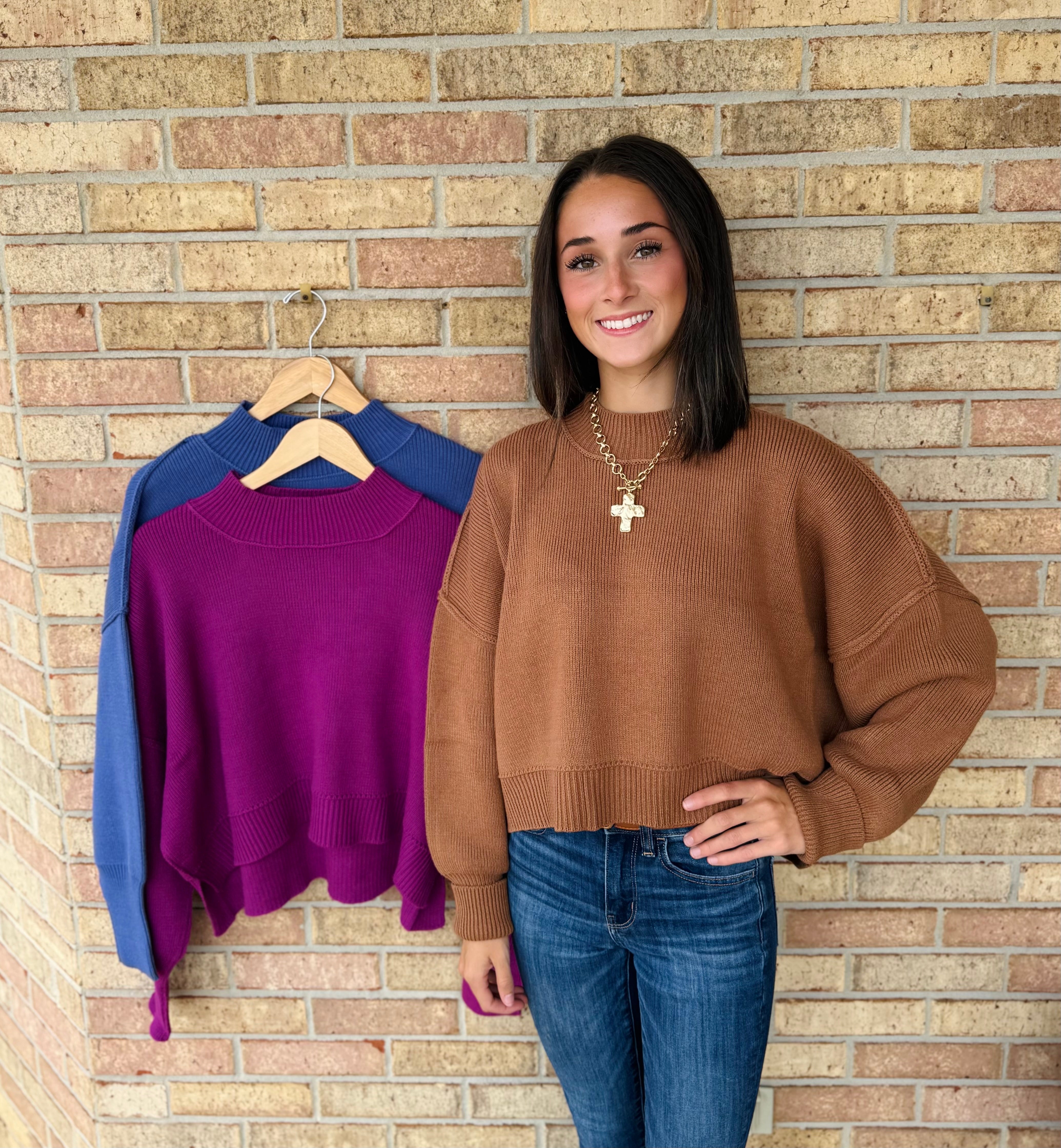 Side Slit Oversized Cropped Sweater