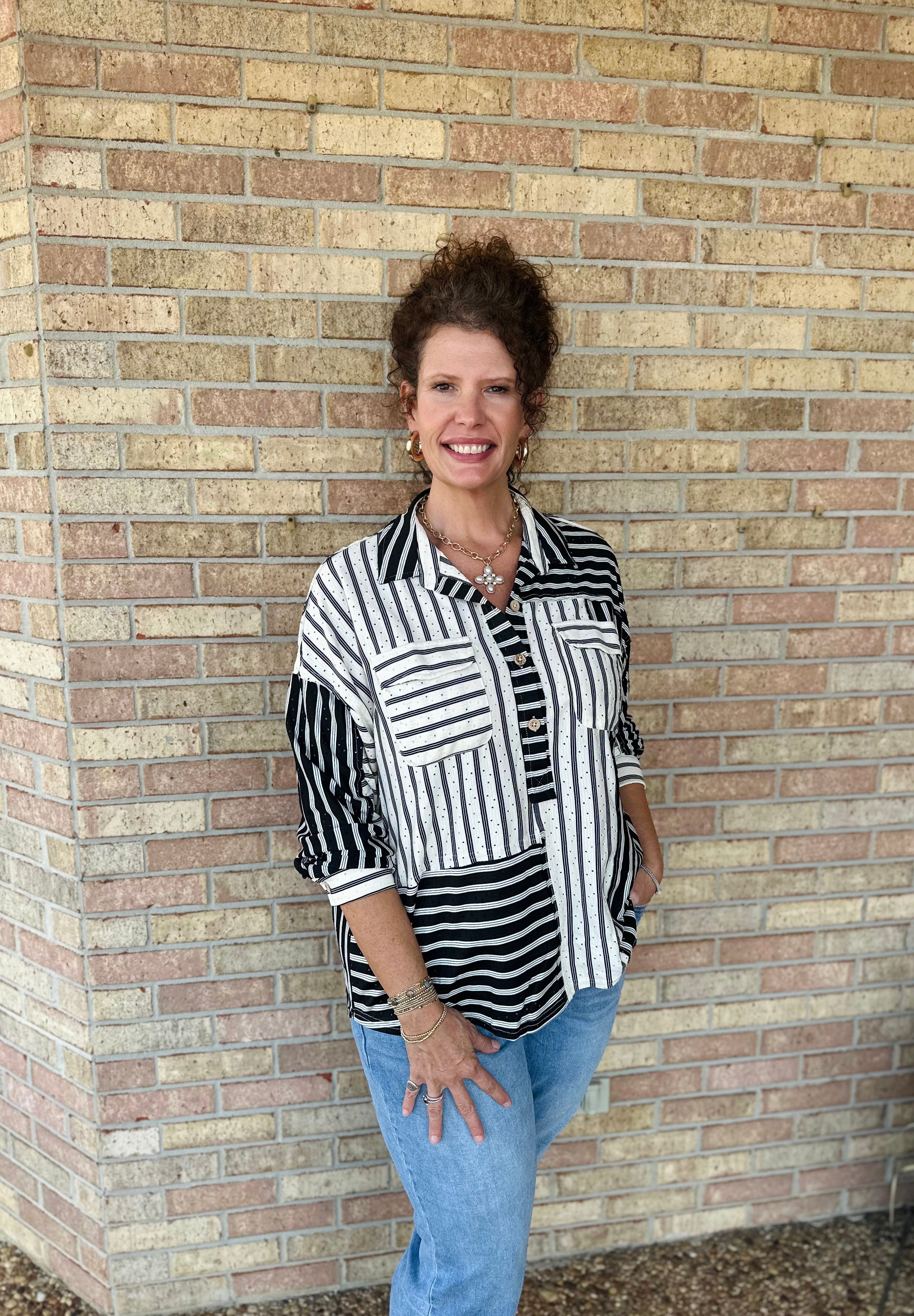 Striped Collared Top