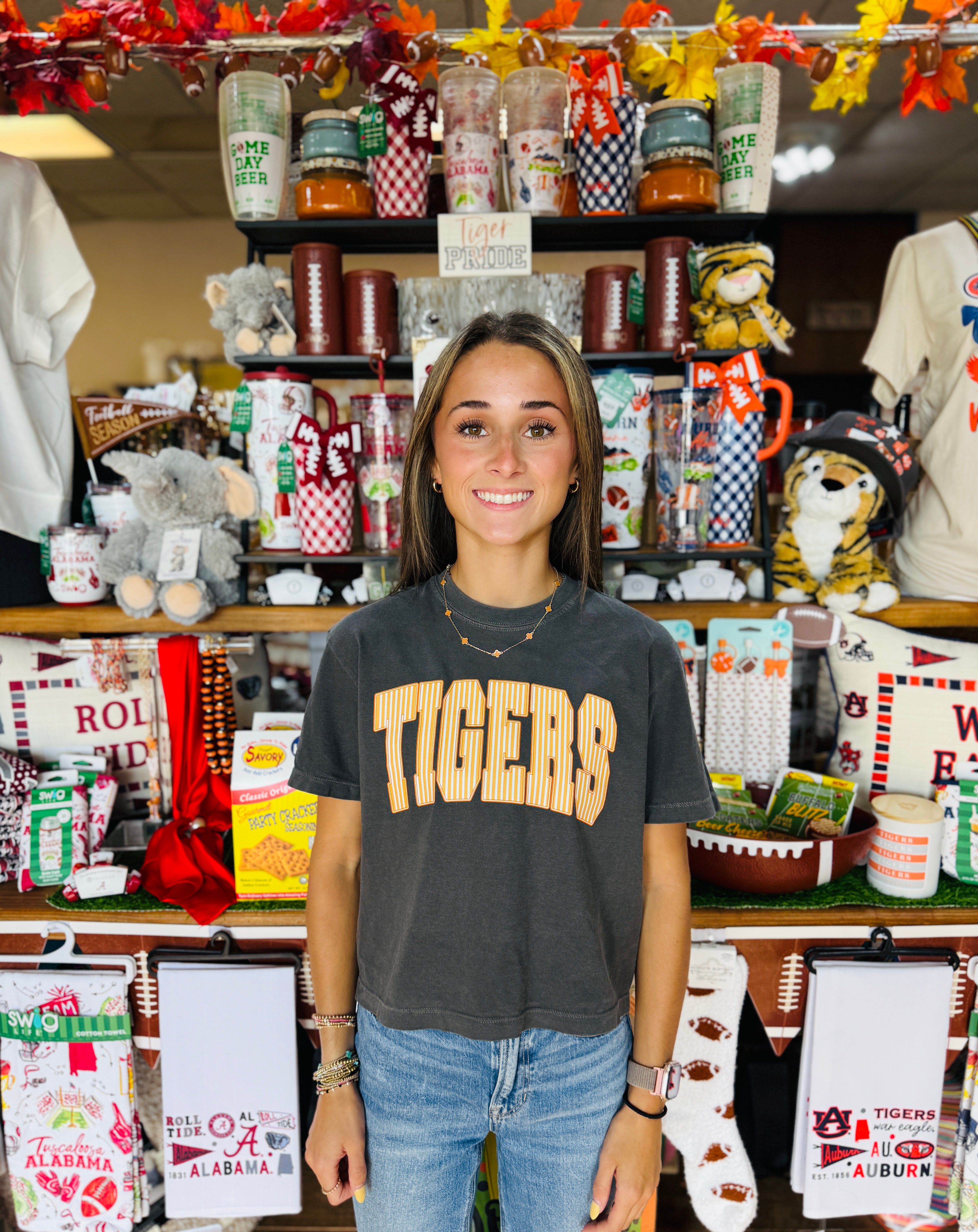 Tigers Striped Cropped Tee