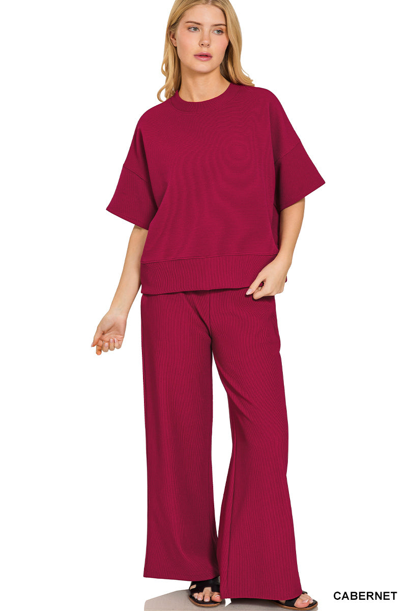 Ribbed Tee & Pants Set