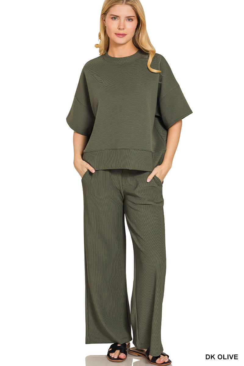 Ribbed Tee & Pants Set