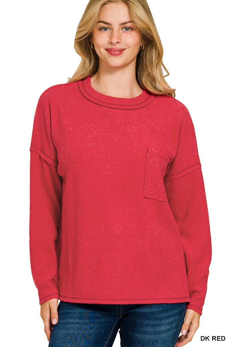 Ribbed Hacci Pocket Sweater