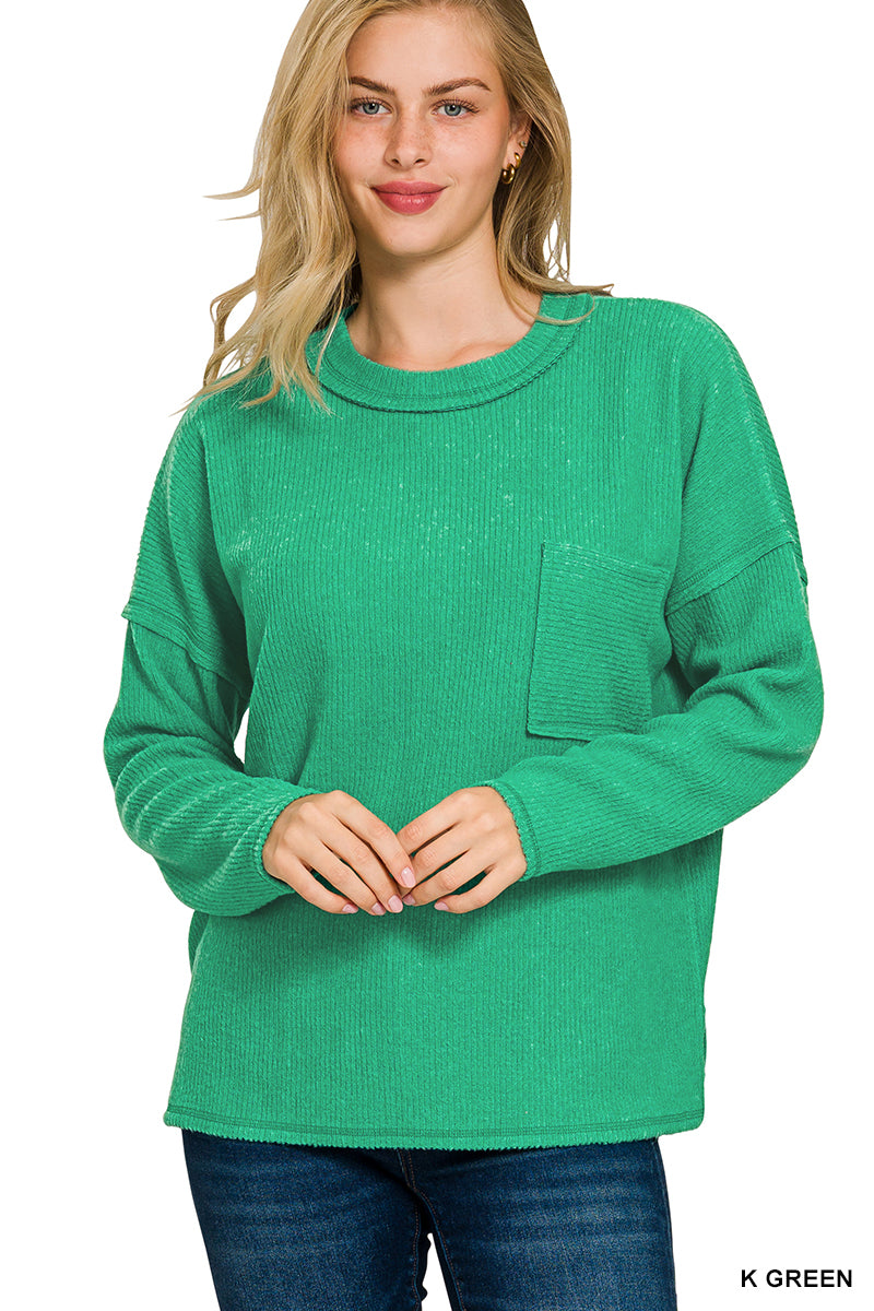 Ribbed Hacci Pocket Sweater