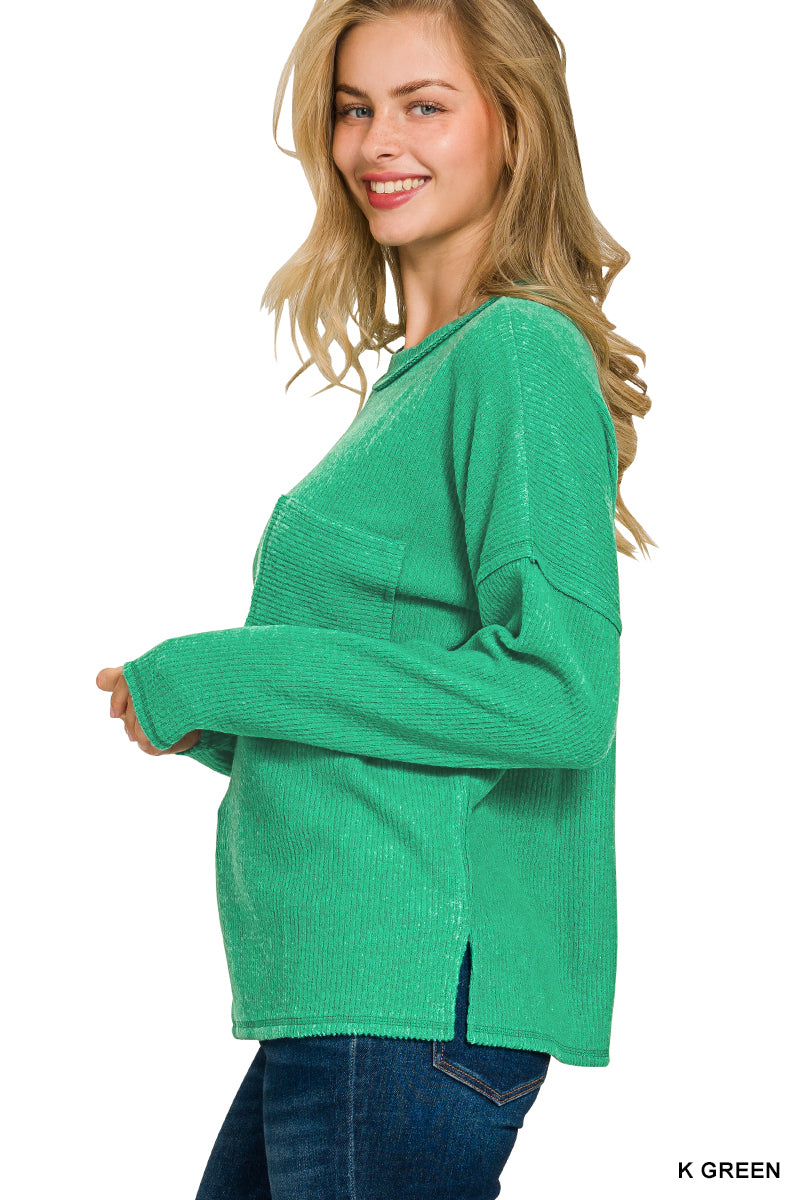 Ribbed Hacci Pocket Sweater