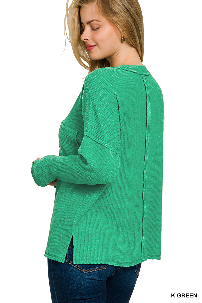 Ribbed Hacci Pocket Sweater