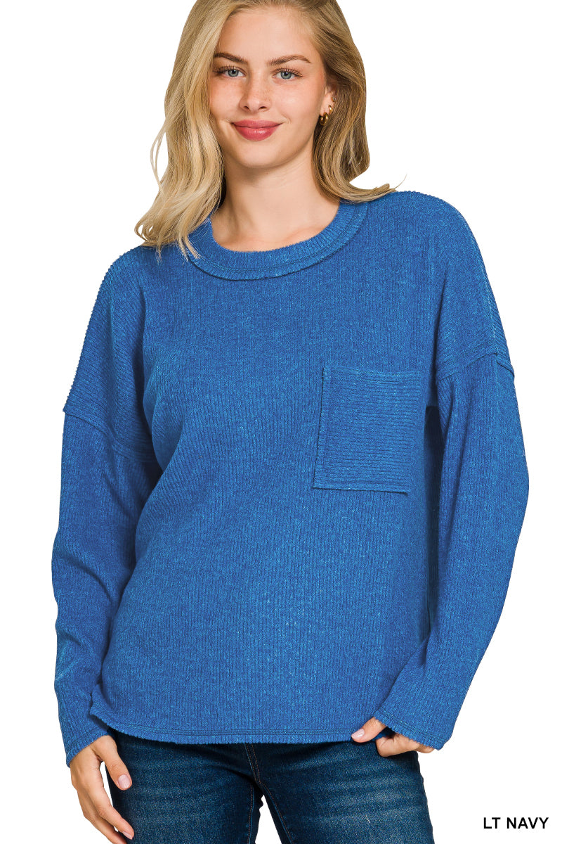 Ribbed Hacci Pocket Sweater